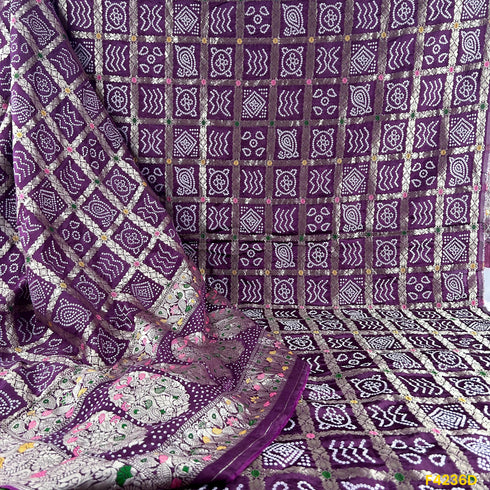Zari Work Bandhani Print Dola Silk Fabric-F4236